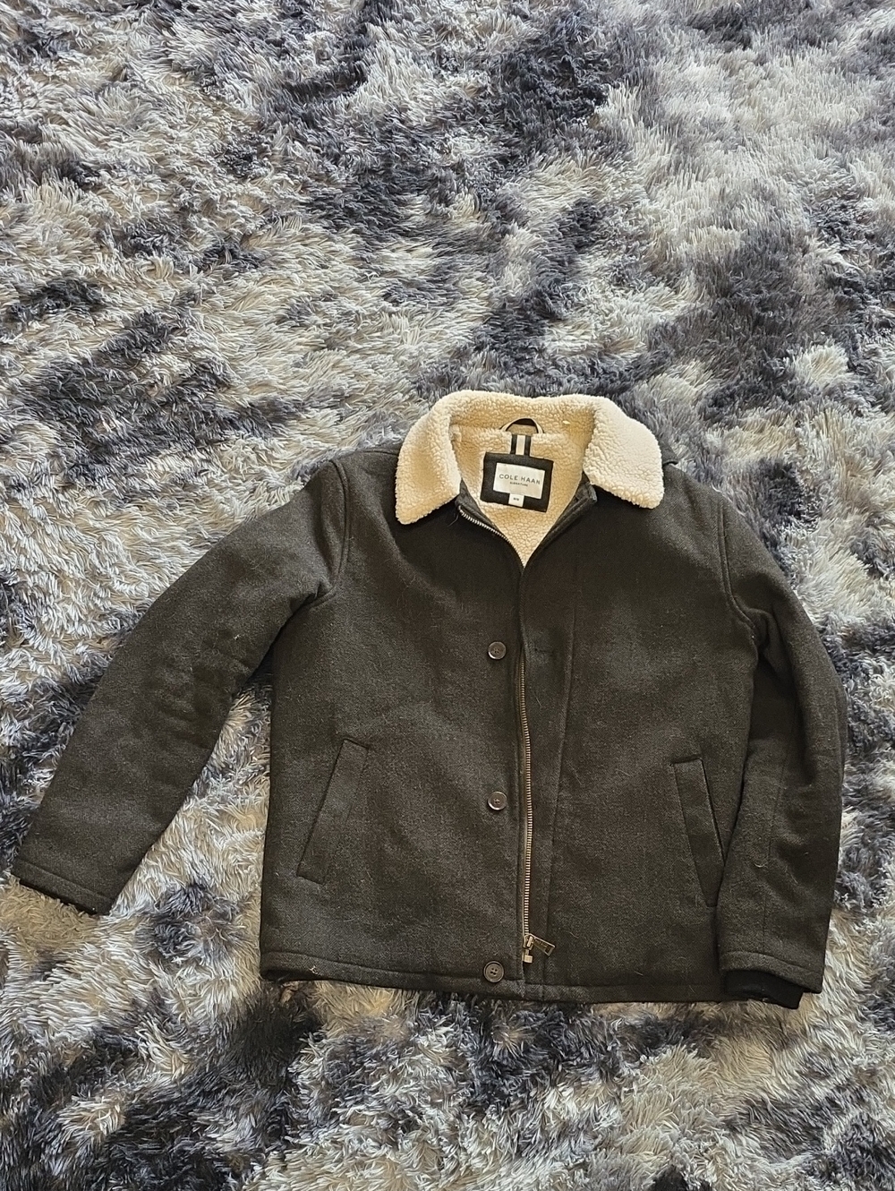 Cole Haan Peacoat with Cream Sherpa Collar